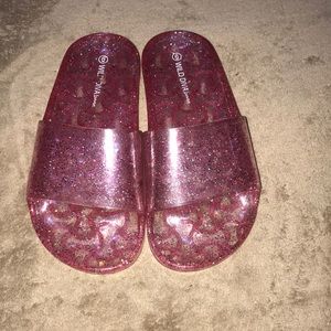 Pink Glitter jelly slides